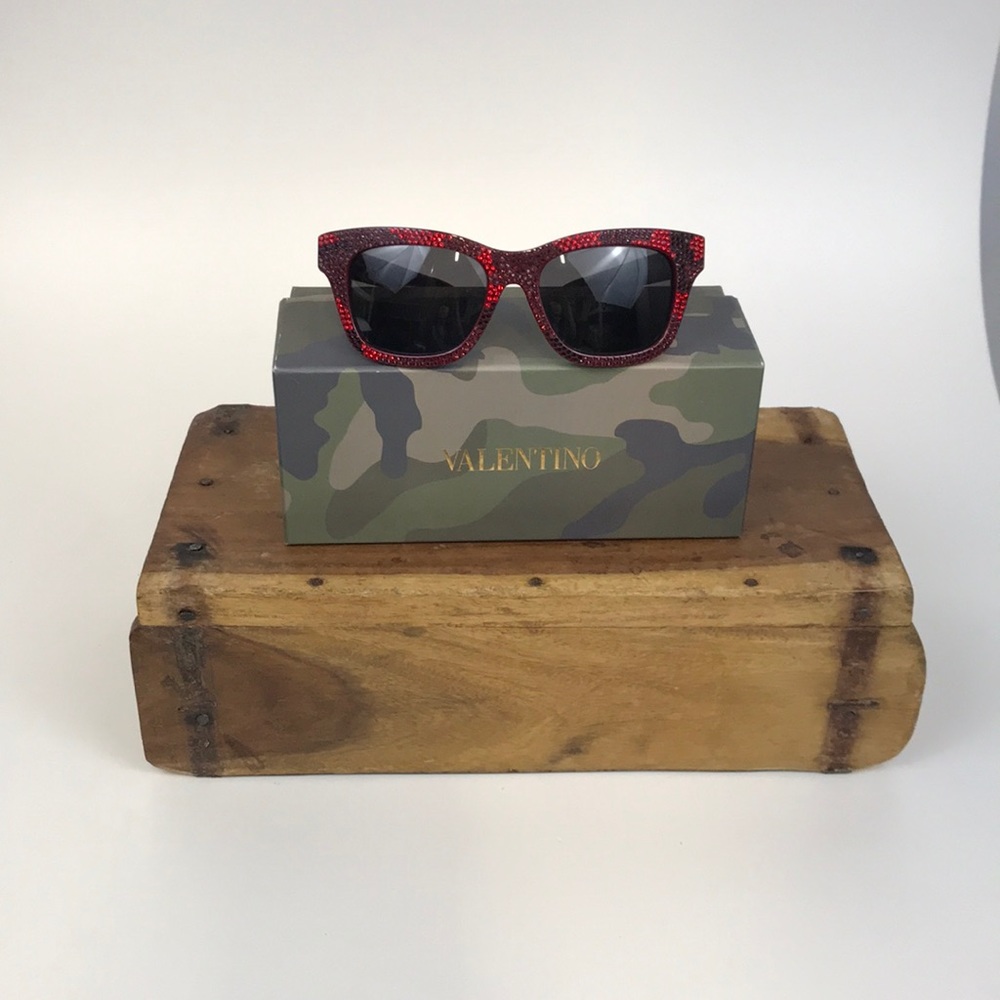 Red sparkly Valentino sunglasses